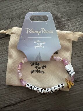 Disney Parks x Little Words Project 'Happy Place' Pink Beaded Bracelet